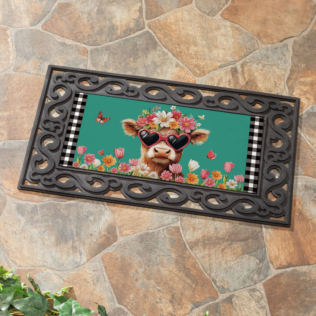 Floral Sunglasses Highland Cow Sassafras Switch Mat