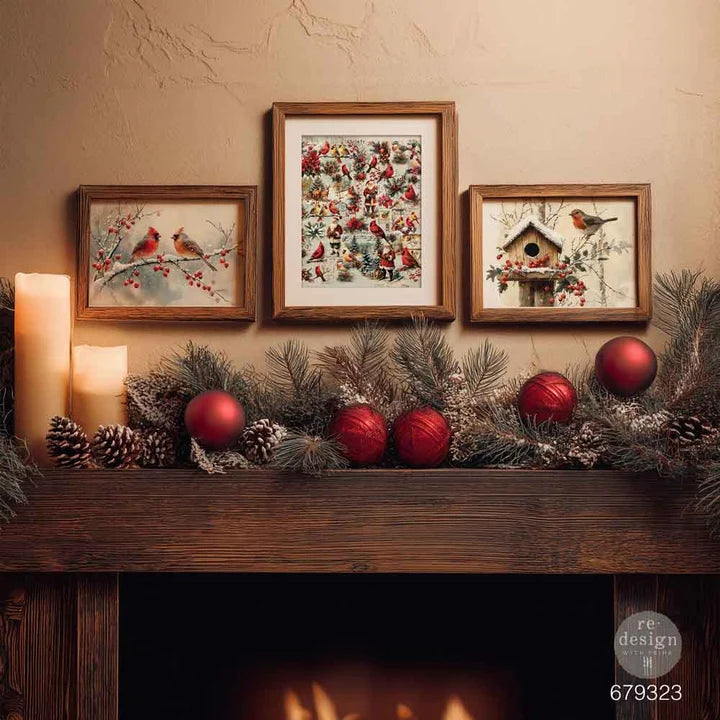 Feather Elegance Christmas- A3 Decoupage Fiber