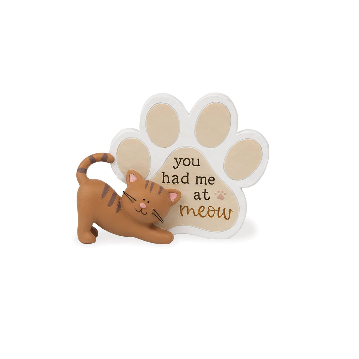 FURRY FRIENDS - YOU HAD ME AT MEOW PAW PRINT PLAQUE