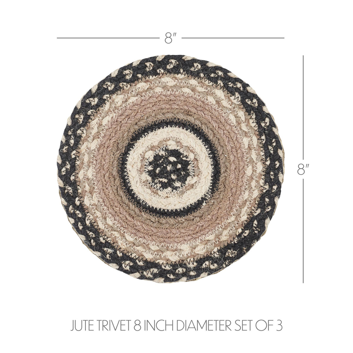 Sawyer Mill Charcoal Creme Braided Jute Trivet 8in