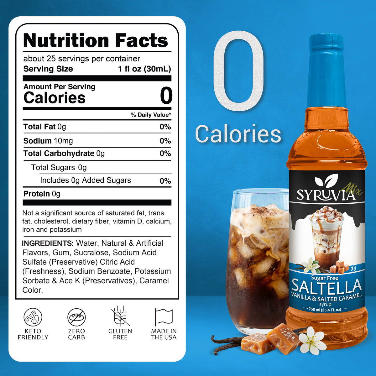 Sugar-Free SALTELLA Syrup Vanilla Salted Caramel