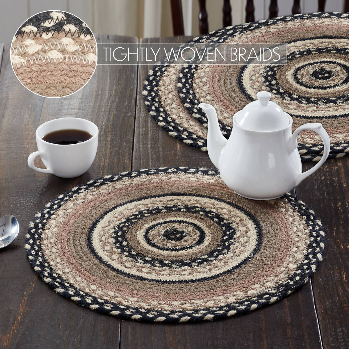 Sawyer Mill Charcoal Creme Jute Trivet 15 inch
