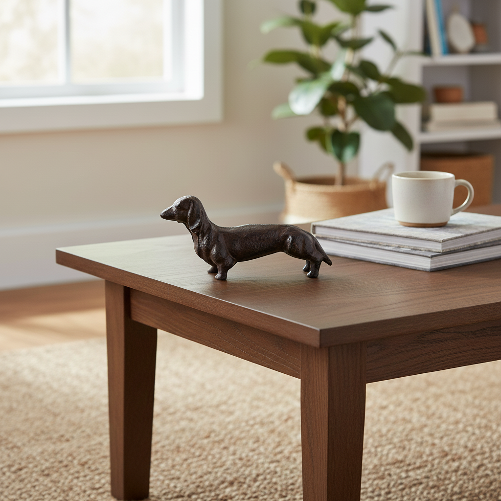 Small Dog Figurine, Cast Iron Shelf and Tabletop Home Decor, 4.5"