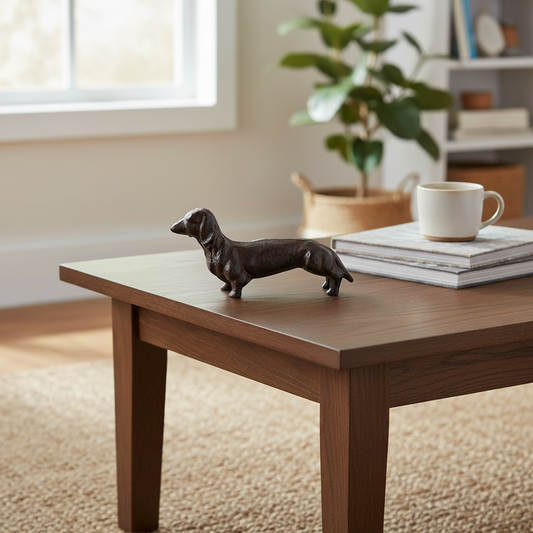 Small Dog Figurine, Cast Iron Shelf and Tabletop Home Decor, 4.5"