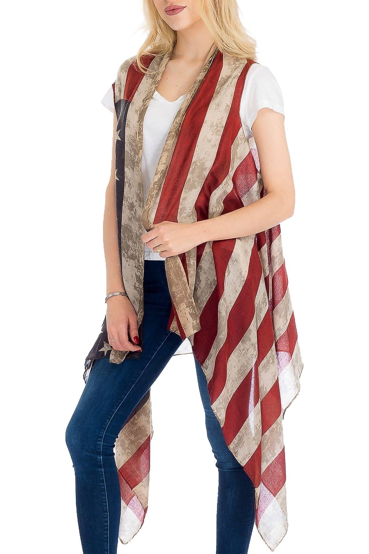 Vintage American Flag Chiffon Swim Cover-up