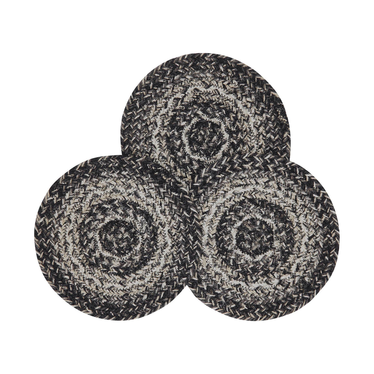 Sawyer Mill Black White Jute Trivet Hot Pad 8 inch