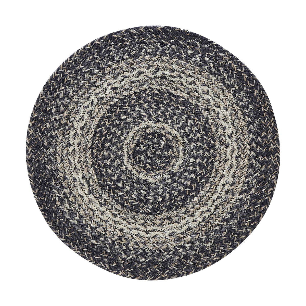Sawyer Mill Black Cream Braided Jute Trivet Placemat 15"