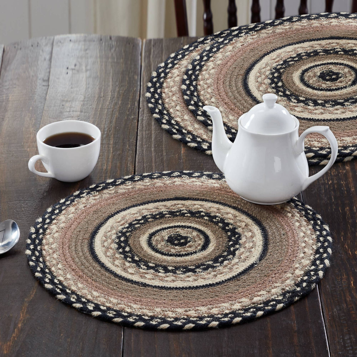 Sawyer Mill Charcoal Creme Jute Trivet 15 inch