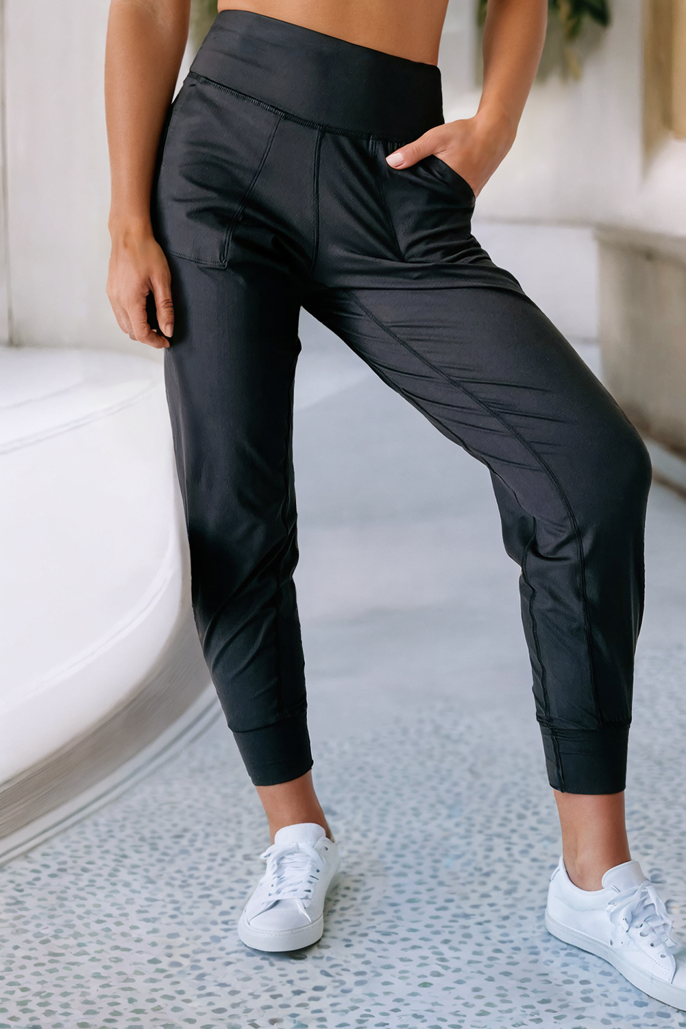 LDC Exposed Seam High Waist Pocketed Joggers