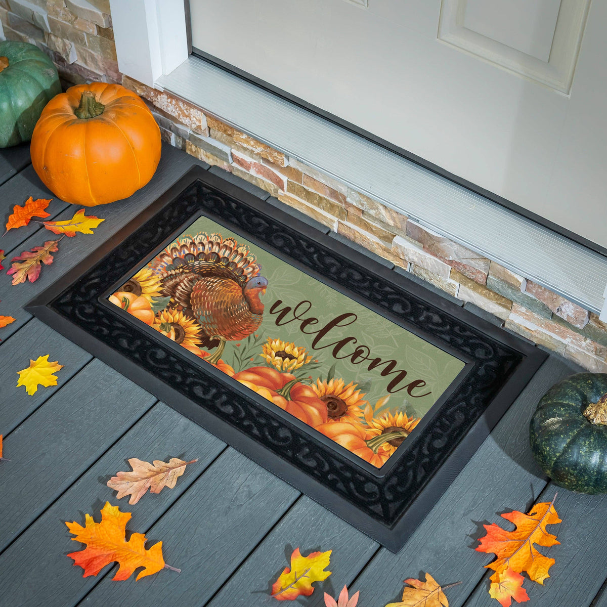 Grateful Gatherings Turkey Flocked Coir Sassafras Switch Mat