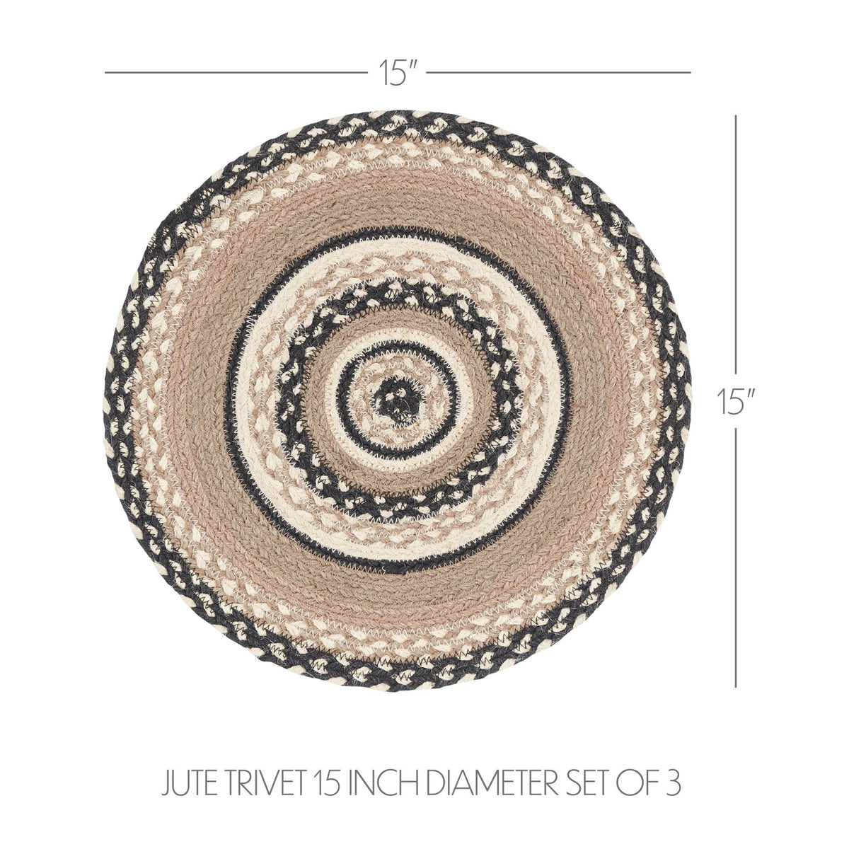 Sawyer Mill Charcoal Creme Jute Trivet 15 inch