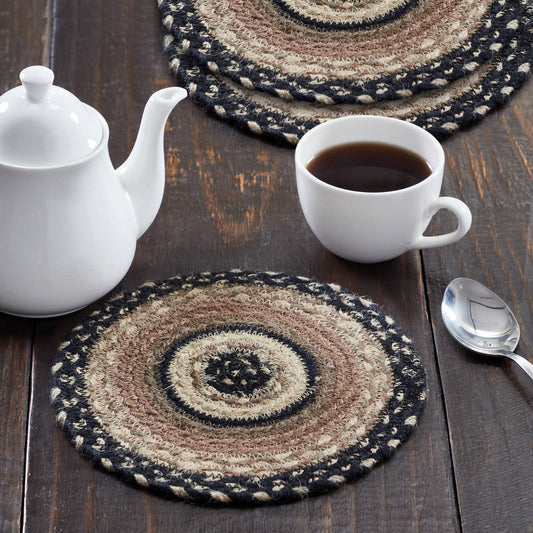 Sawyer Mill Charcoal Creme Braided Jute Trivet 8in