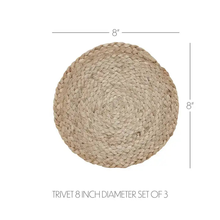 Natural Braided Jute Trivet 8" Hot Pad