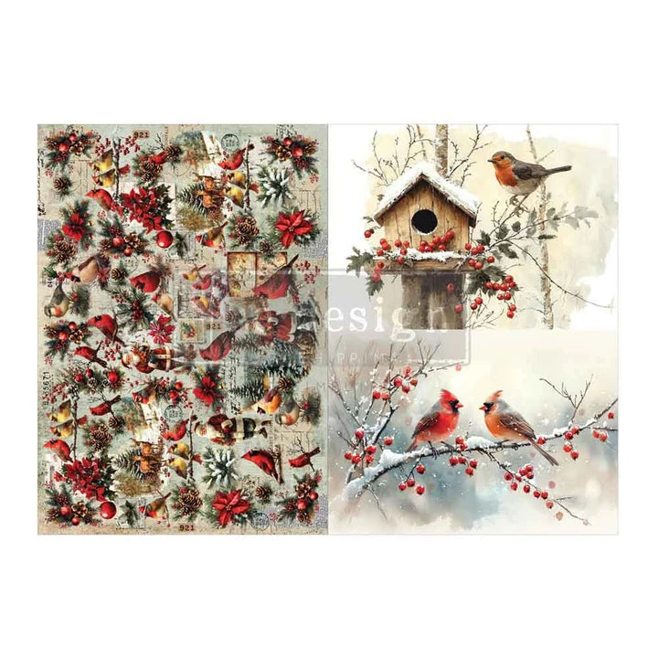 Feather Elegance Christmas- A3 Decoupage Fiber