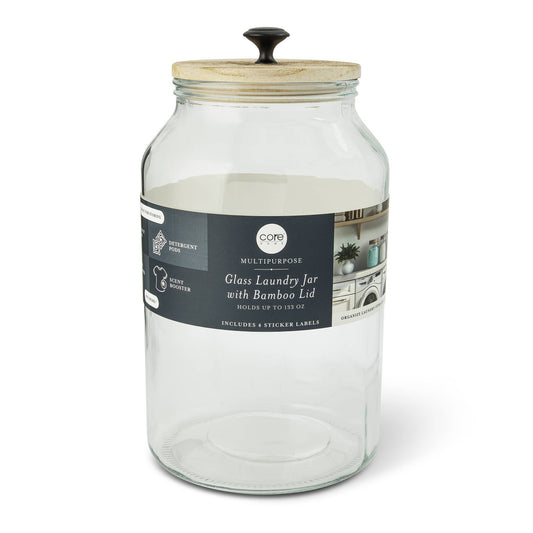 133oz Laundry Storage Jar with Bamboo Lid and Labels
