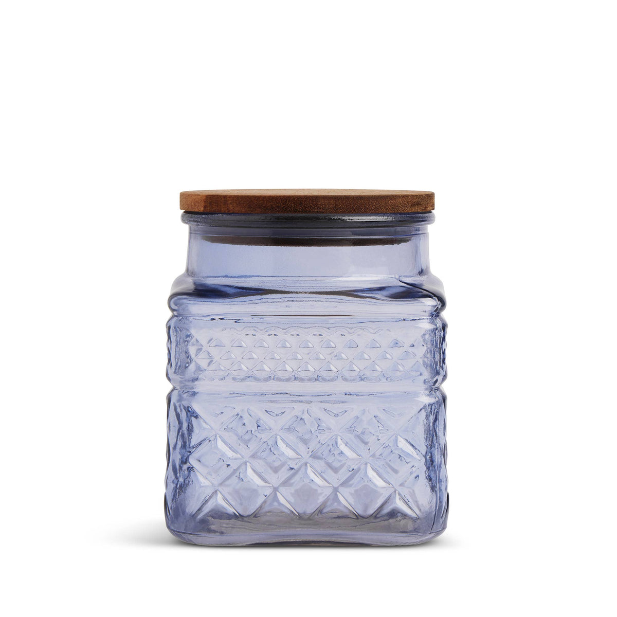 37.2oz Square Textured Glass Jar w/Acacia Lid - Crocus