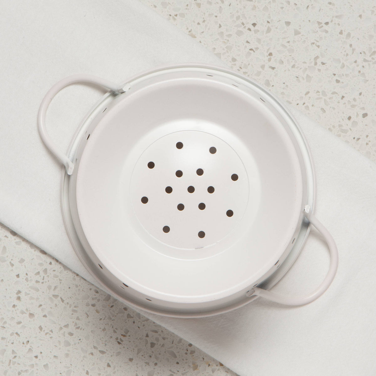 Matte Steel White Colander Small