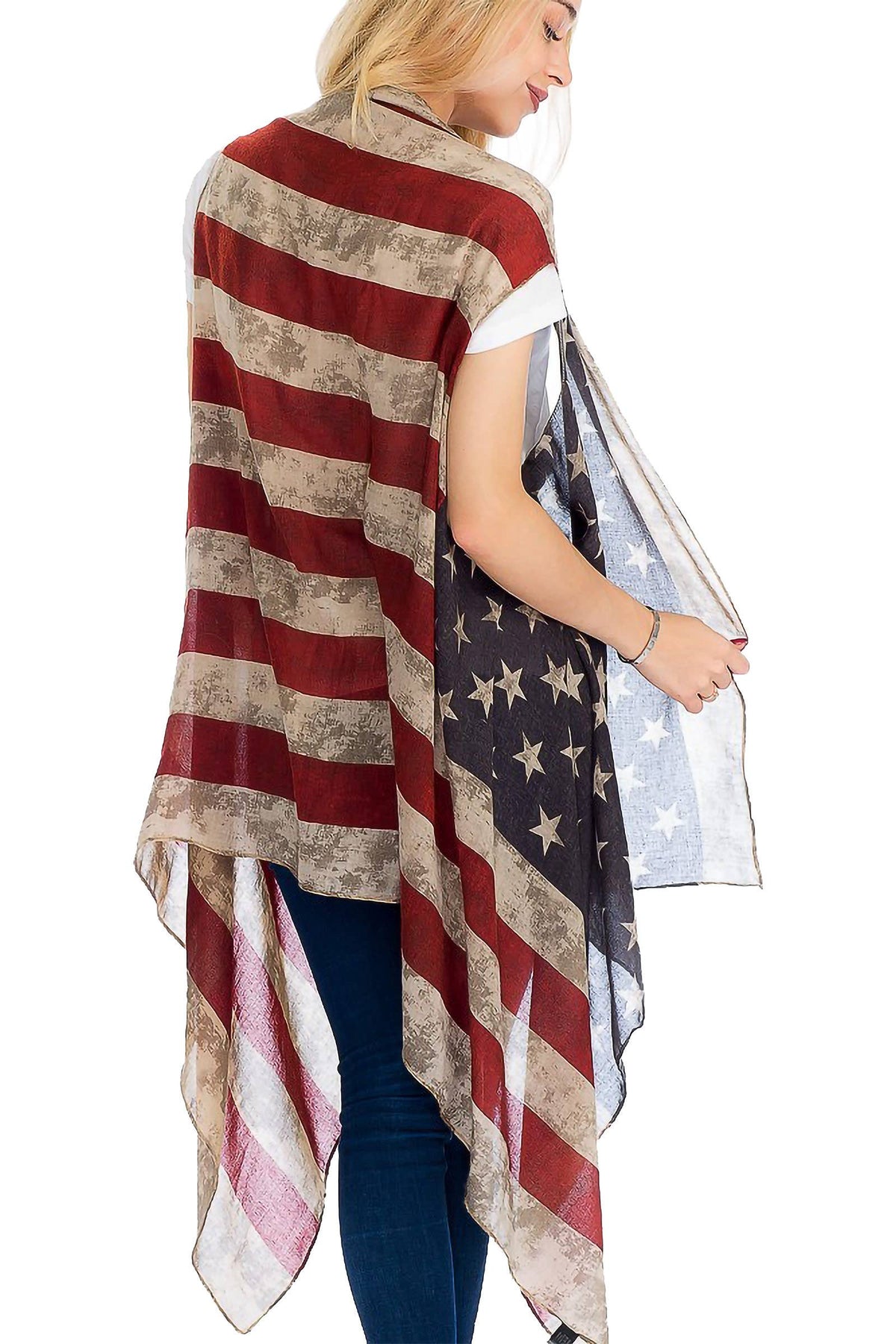 Vintage American Flag Chiffon Swim Cover-up
