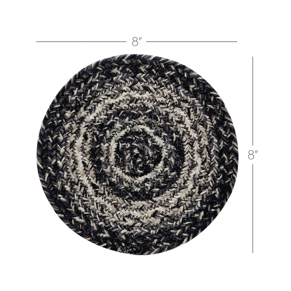 Sawyer Mill Black White Jute Trivet Hot Pad 8 inch