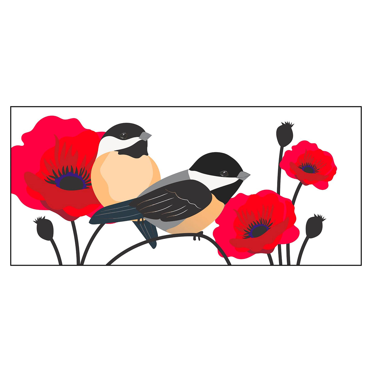 Birds and Poppies Flocked Coir Sassafras Switch Mat