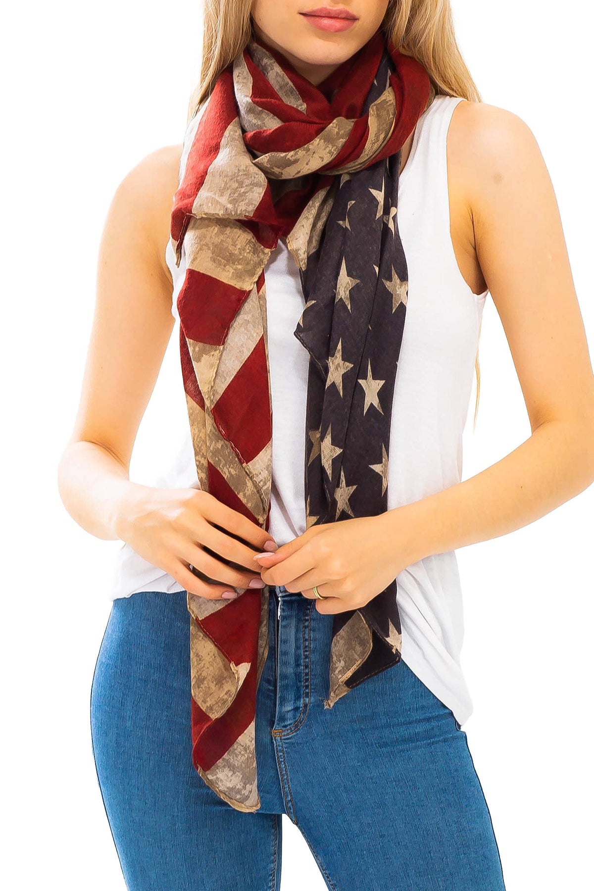 Vintage American Flag Chiffon Swim Cover-up