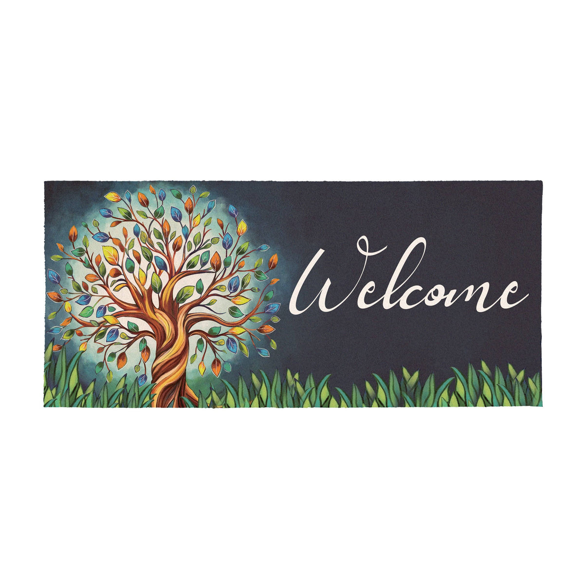 Autumn Twilight Tree Of Life Flocked Coir Sassafras Mat, 22"