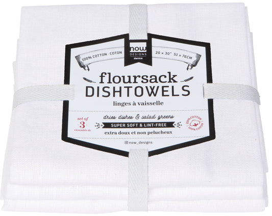 White Floursack Dishtowels Set of 3