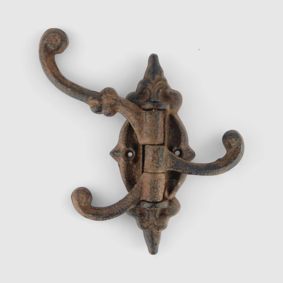 Triple Tier Wall Hooks, Cast Iron Rustic for Coats, Keys or Hats, 6.3"